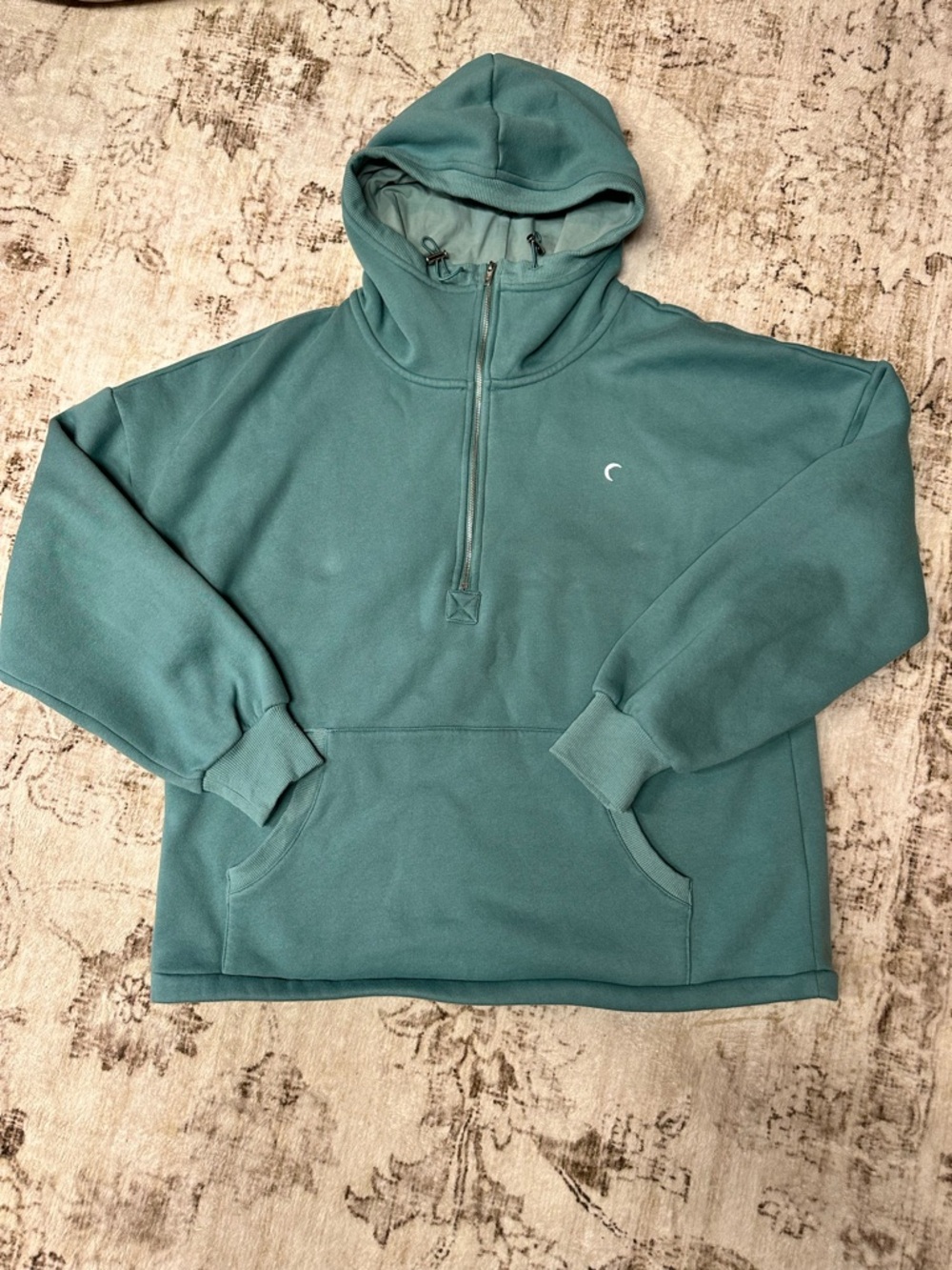 Zyia Teal Half-Zip Hooded Pullover Sweatshirt